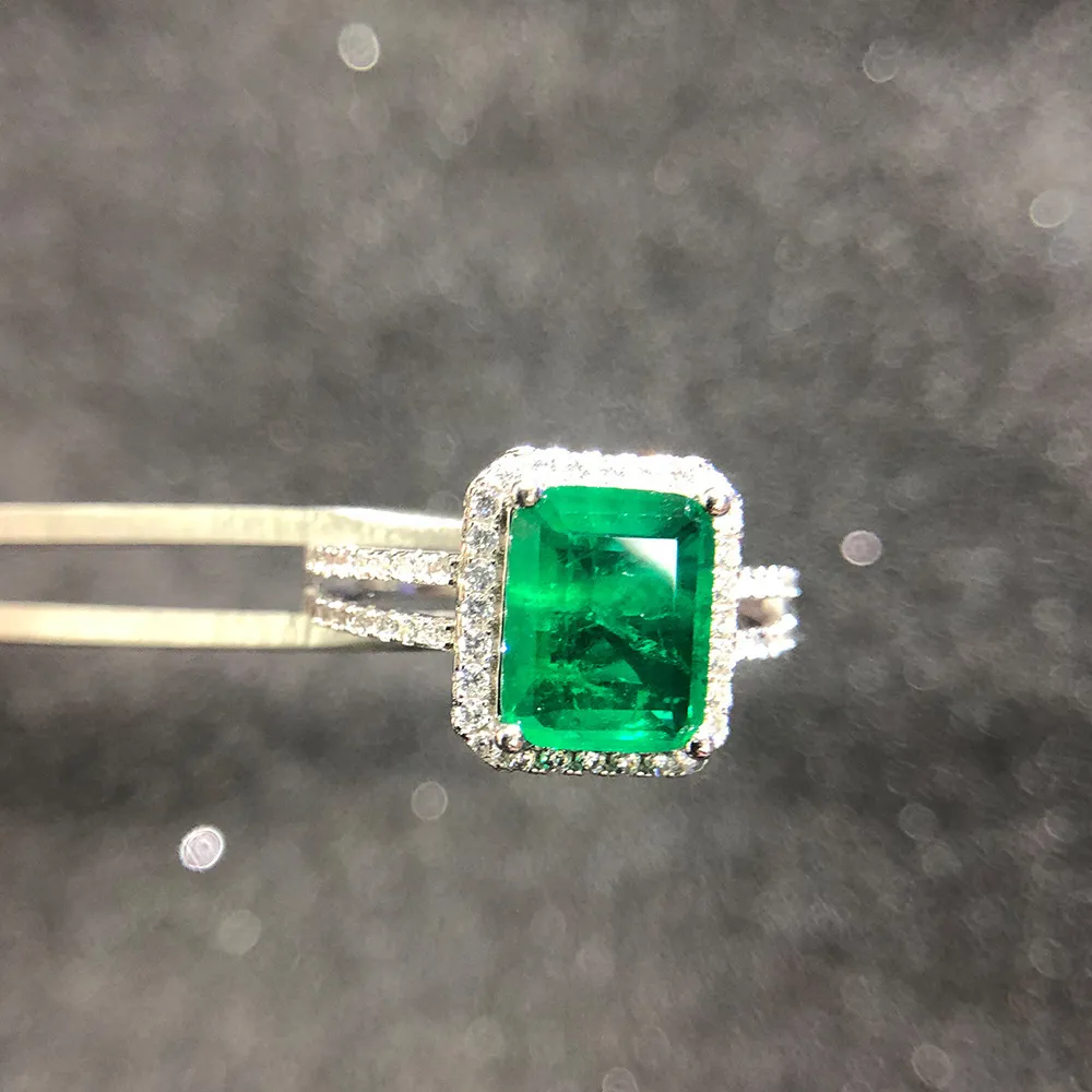 Pansysen Luksusowy Najwyższej Jakości Emerald Pierścienie Dla Kobiet Zaręczyny Wedding Cocktail Ring 100% 925 Sterling Silver Fine Jewelry Prezent Q1218
