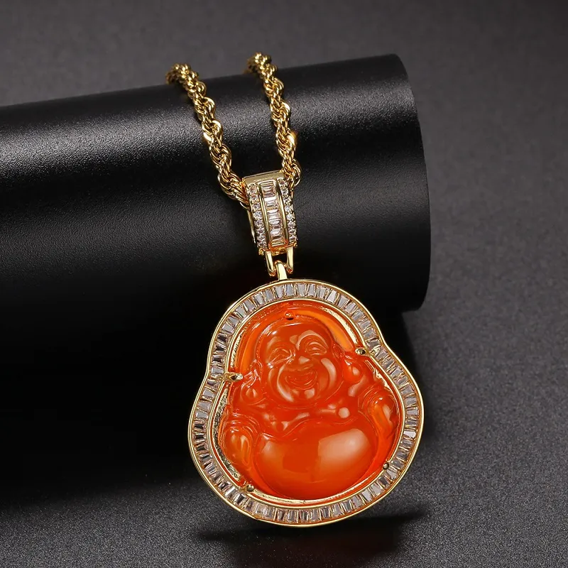 Buddha Pendant Necklaces for Women Men Hip Hop Statement Necklace 20inch Chain Colored Gem Charm Necklace Fashion Jewelry Gi2887