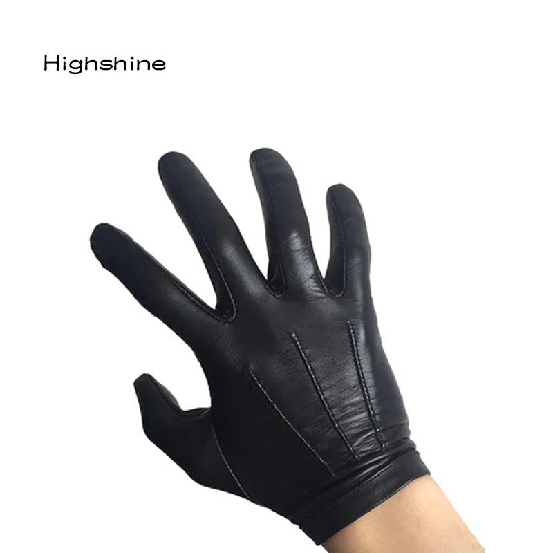 Highshine Unlined Wrist Button One Whole Piece of Sheep Leather Touch Screen Winter Gloves for Men Black and brown LJ201221260l