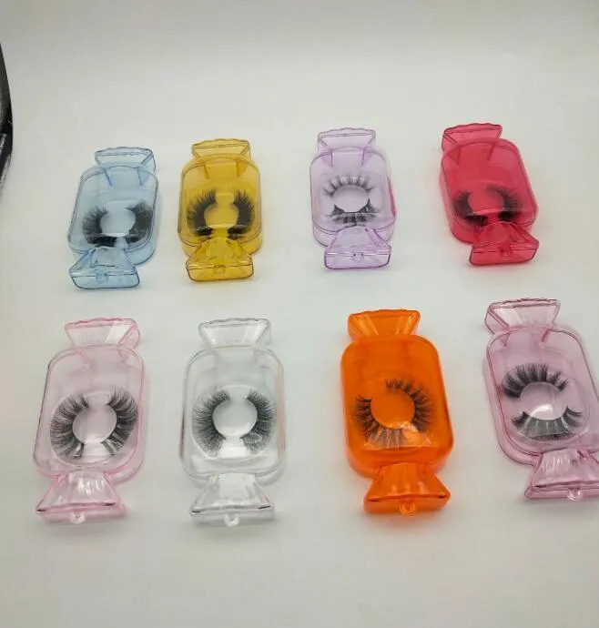 Cute Candy Lashes Package Box Container Mink Eyelashes Boxes Fake False Eyelashes Packaging Case Empty Eyelash Box Cosmetic Tools