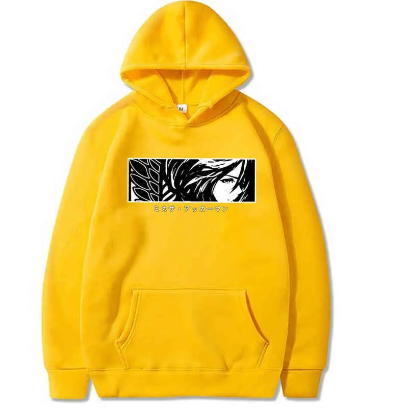 Ataque de anime em Titan Men Hoodies Moletons Mikasa Ackerman Eyes Chapéu Tops H1227