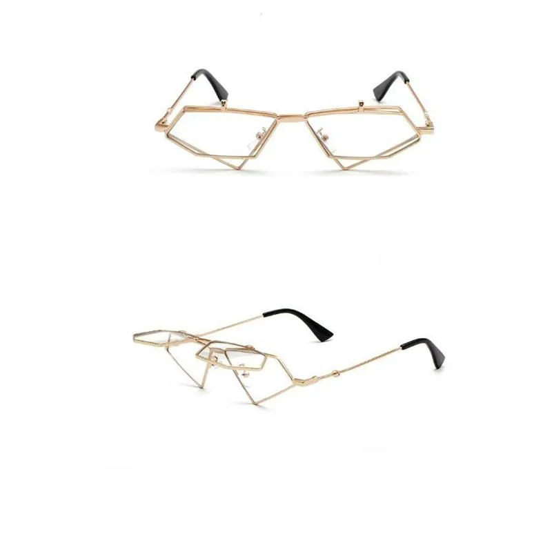 Lunettes de soleil zowensyh mode ins flip sun rack dames hip hop rétro vapeur punk rend amusant des lunettes triangulaires creuses 307l