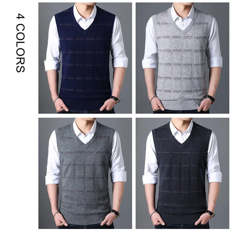 COODRONY Sweater Men Knitted Cashmere Wool Mens Sweaters Autumn Winter VNeck Sleeveless Vest Pull Homme pullover men 91019 201125