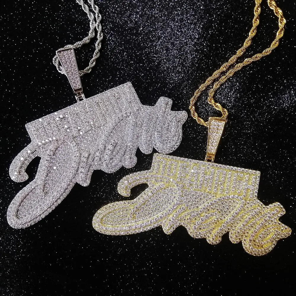 Bling Iced Out Letters DREAM RICH Collana con pendente i Luxury AAA Zircone Rapper Gioielli Hip Hop 201014199l