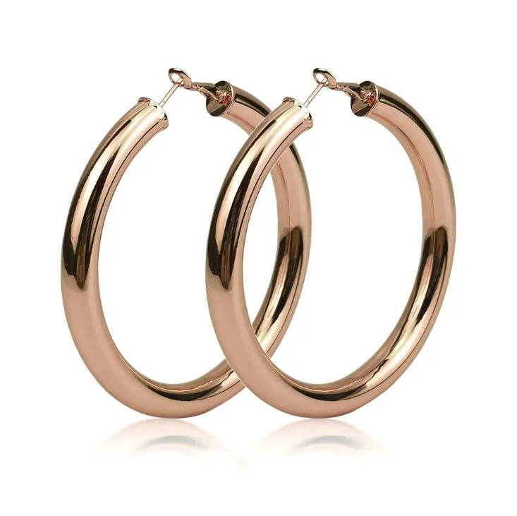 Women Circular Tube Hoop örhängen 18K Real Gold Plated Elegant STOR STORIT Fashion Costume Jewelry Trendy Big Earrings2927