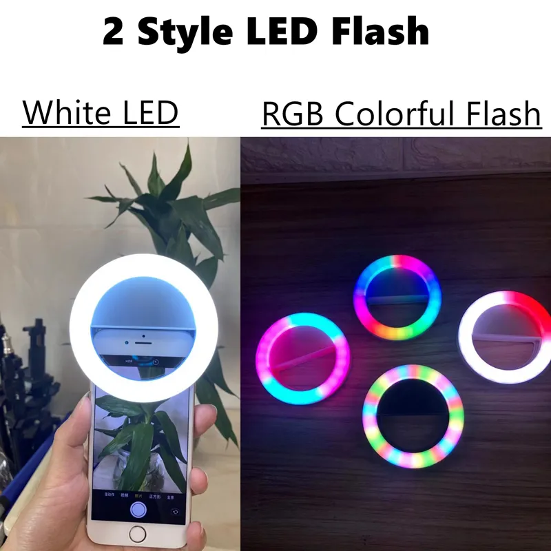 Rechargeable RVB LED Anneau Remplir Lumière Mobile Téléphone Selfie Anneau Flash Lentille 3 Niveaux Luminosité Lampe Clip-on Pour Smartphone Lumière 3.3