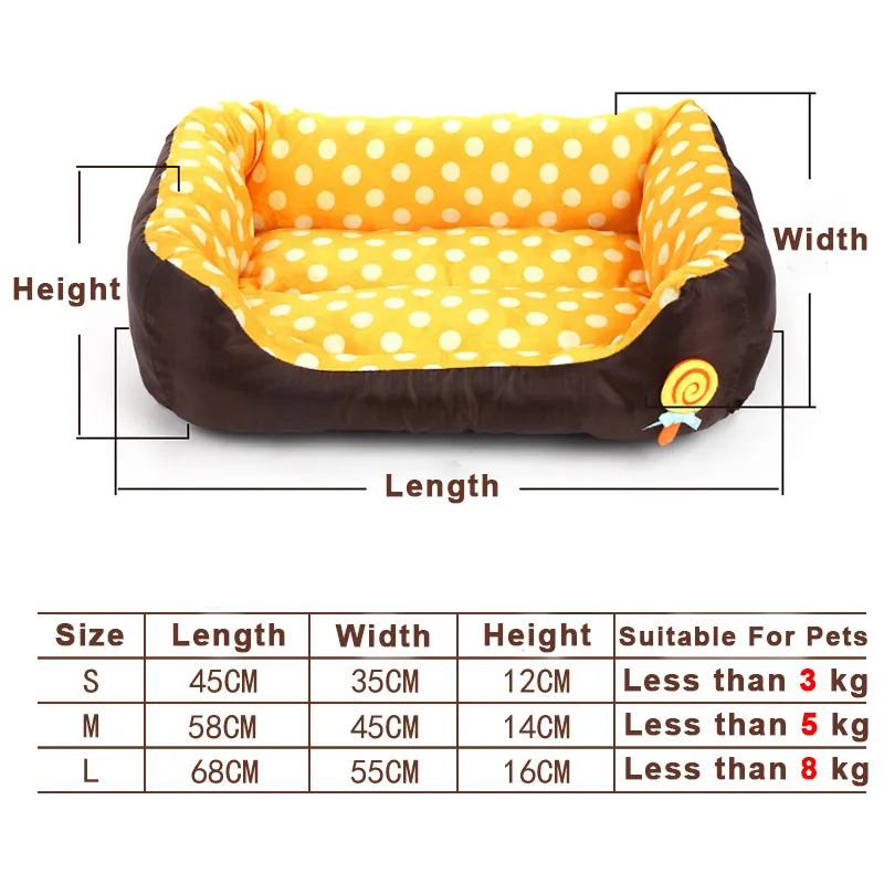 Dog Bed All Seasons Small Medium Size Pet House Sofa Kennel Soft Dots Fleece Cat Warm S M L LJ200918