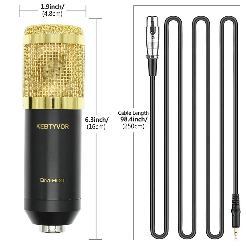 Nuevo micrófono de Karaoke BM800 condensador de estudio Mikrofon KTV BM 800 Mic para Radio Braodcasting canto grabación computadora Bm-800