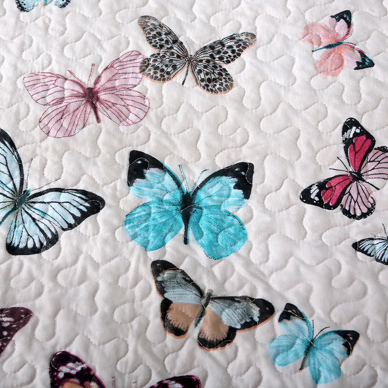 Mehrfarbiger Schmetterling, bedruckt, elegante europäische weiche Sommerdecke, gesteppte Bettdecke/Tagesdecke/Steppdecke/Sommerbettdecke #sw LJ201016