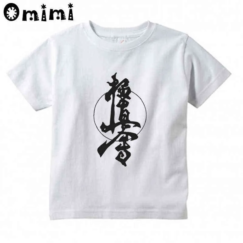 Çocuk Kyokushin Karate Kanji ve Sembol Erkek / Kız Yaz Kısa Kollu Beyaz T Shirt Çocuk Giyim G1224 Tops