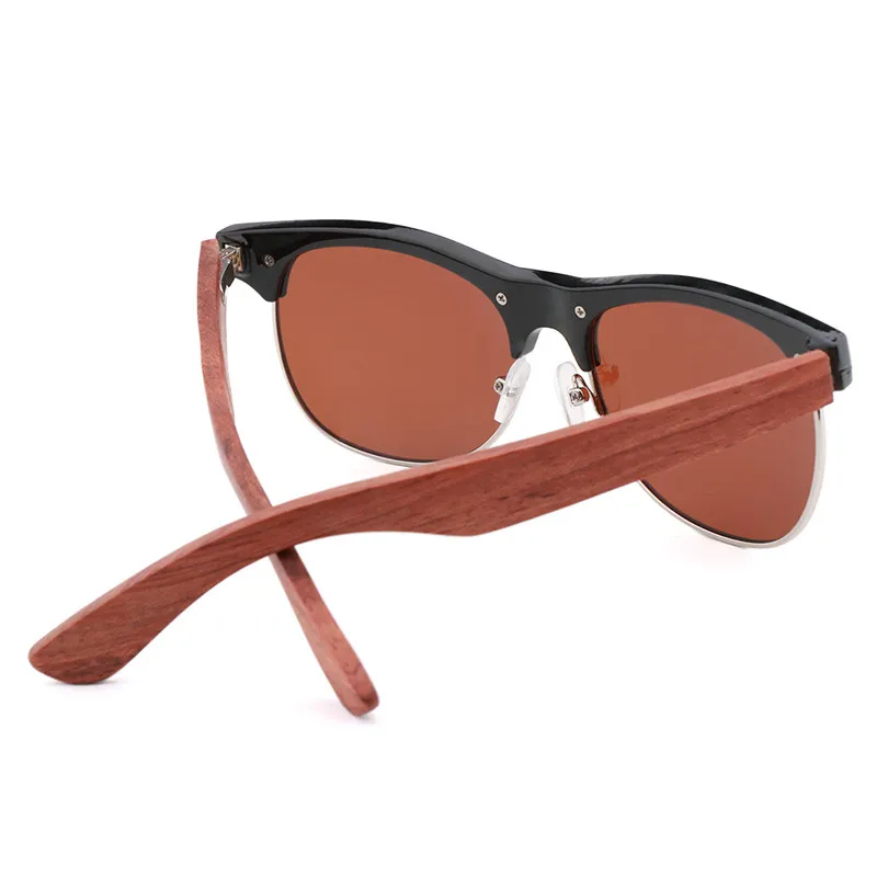Kobieta drewniane okulary przeciwsłoneczne spolaryzowane nowe rama PC drewniane nogi mody okulary słońca męskie okulary okulary 5035469
