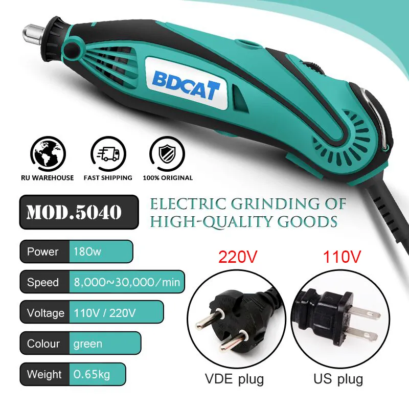 BDCAT 180W Smerigliatrice elettrica Mini trapano Lucidatura Utensile rotante a velocità variabile con 207 pezzi Utensili elettrici Accessori Dremel 201225