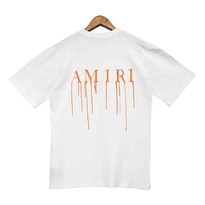 Summer amiirs T-shirts sy 2024 s Fashion Brand Sand Fluid Letter Printed Men's and Women's Short Sleeve T-shirt 525W