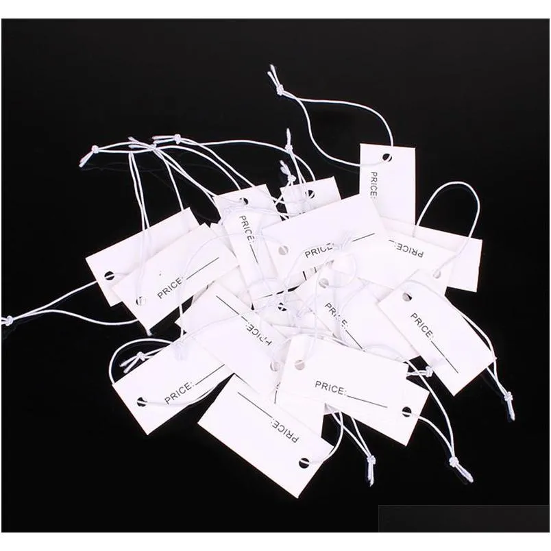 1000 peças 1 7 3 3cm etiquetas de papel branco impressas de um lado com corda elástica etiquetas penduradas etiqueta para joias krkkx231m