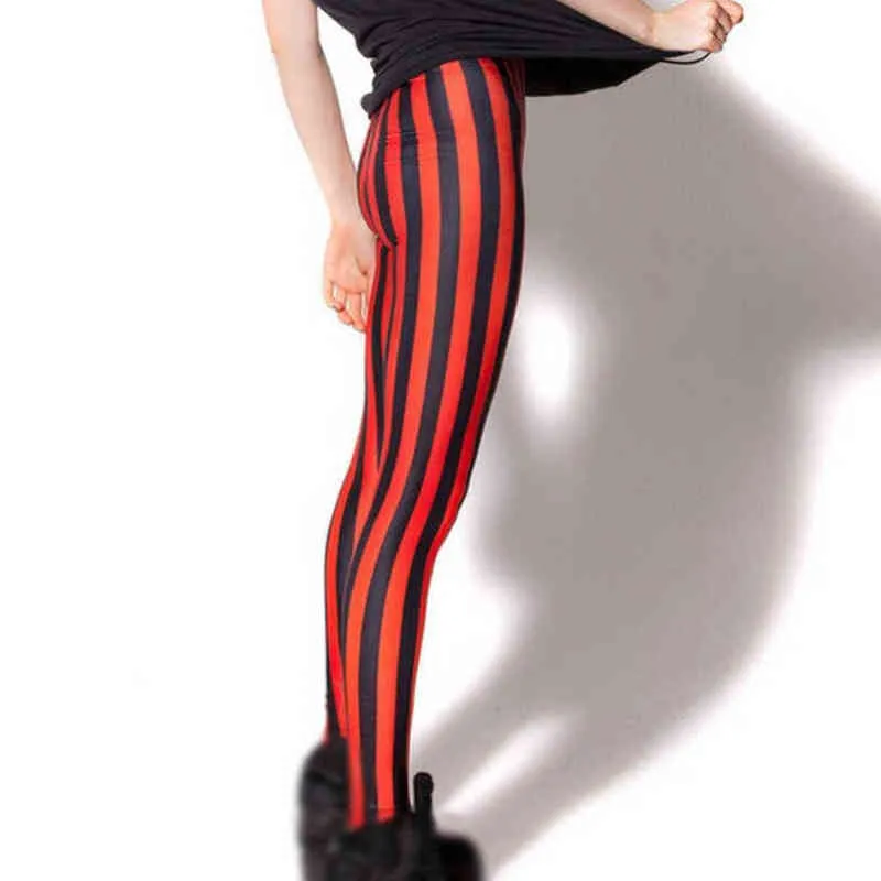 Femmes Stripe Leggings Slim Skinny Blanc Noir Rouge Rose Jaune Rayé Printemps Été Running Gym Stretchy Pantalon Pantalon 211221