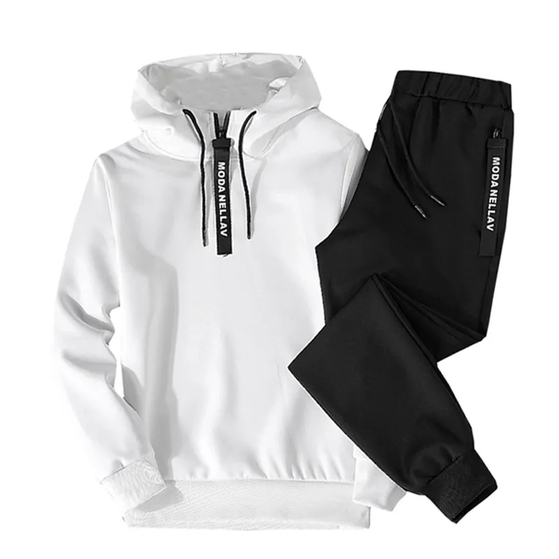 Asali Hoodies Set Men Autumn Casual Mens Tracksuit Hooded Hoody Pants Men's Sportwear Pullovers Set Male Outwear 5XL 201210