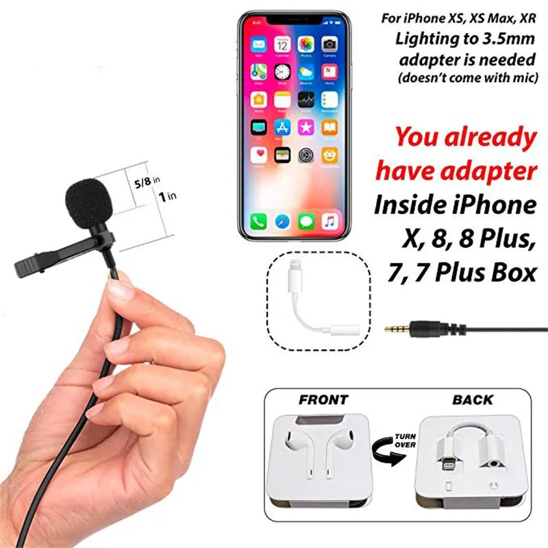 Professionnel pour téléphone Portable Mini stéréo HiFi qualité sonore condensateur Microphone pince revers micro
