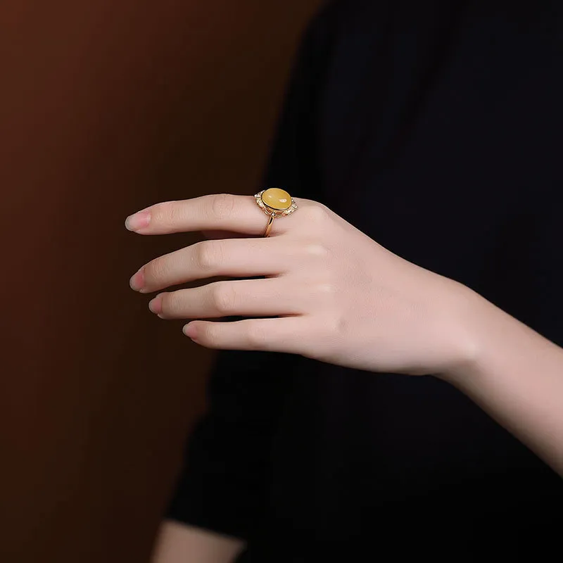 Янтарный драгоценный камень не поддельный Израиль S925 тонкое античное кольцо стерлингового серебра женщин аристократ благородные натуральные ремесленники Baltic B1205