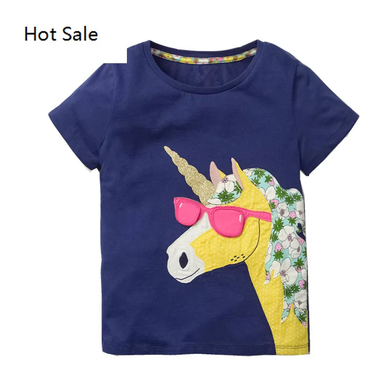 Dier Alpaca Applique Meisjes T-shirt Katoen Peuter Kleding Roze Kleuren Baby Meisjes Tops Tees Shirts Kinderen tshirts1440523