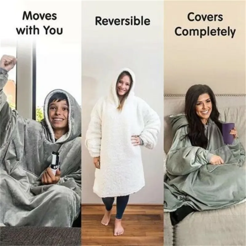 Sweat à capuche surdimensionné couverture de canapé pour femmes sweat à capuche Sherpa manteaux confortable pull de noël Sudadera Mujer 201128318K