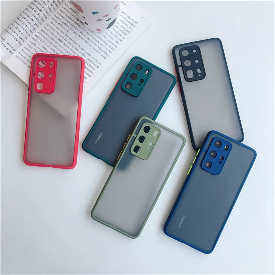 Luxury-Color-Frame-Transparent-Matte-Phone-Case-For--P40-Lite-E-P30-Lite-Mate-20