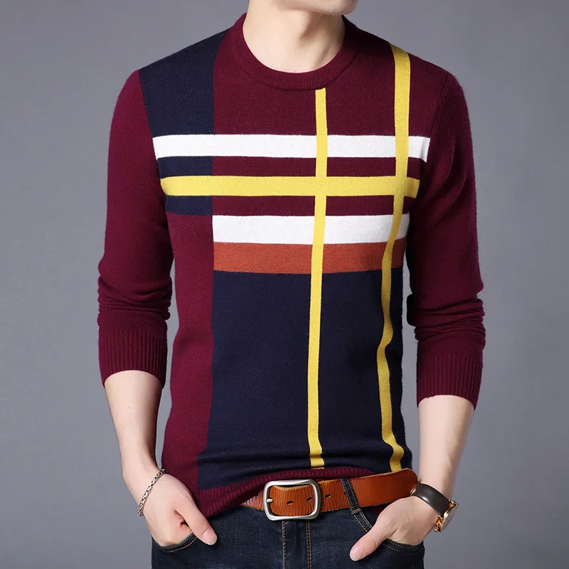 Modemerk trui voor herenvestige pullover slim fit jumpers gebreide wollen winter Koreaanse stijl casual kleding 201221