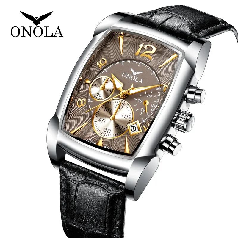 Reloj de cuarzo multifuncional para hombre, elegante, informal, de negocios, de alta calidad, resistente al agua, con correa de cuero, relojes de pulsera para hombre