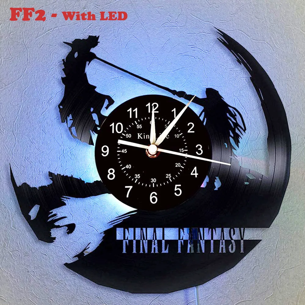 Final Fantasy Vinyl Record LED Orologio da parete luminoso a i | Regali creativi bambini e amici. 201212
