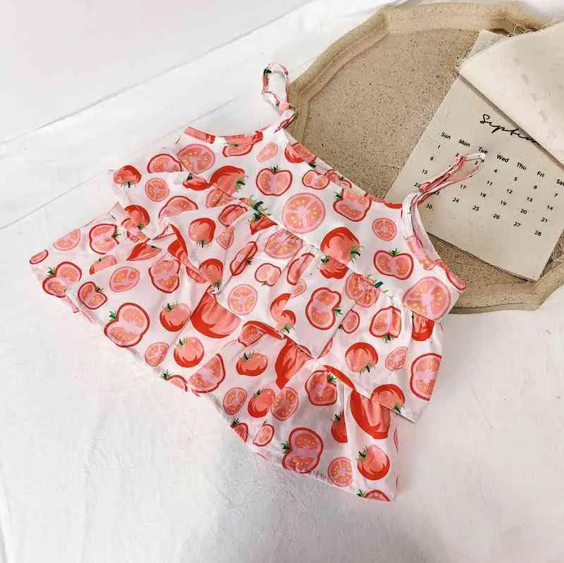 Gooporson Été Enfants Vêtements Tomates Imprimé Mode Coréenne Petites Filles Vêtements Ensemble Sun-toppants Enfants Plage Tenues G220310