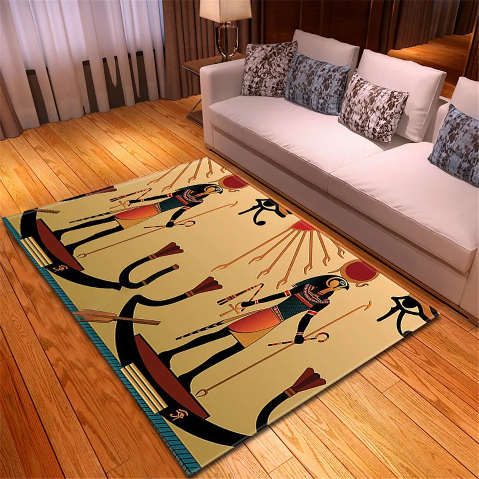 Ancient Egypt Element 3D Printing Carpet Living Room Home Egyptian Decor Water Absorption Bathroom Mat Large Bedside Rugs 201225