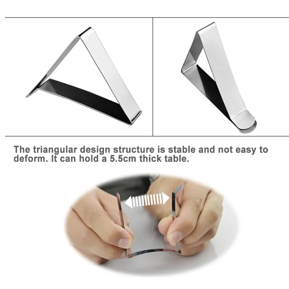 Clip di fissaggio del supporto dei morsetti della copertura del tavolo della tovaglia dell'acciaio inossidabile del triangolo 
