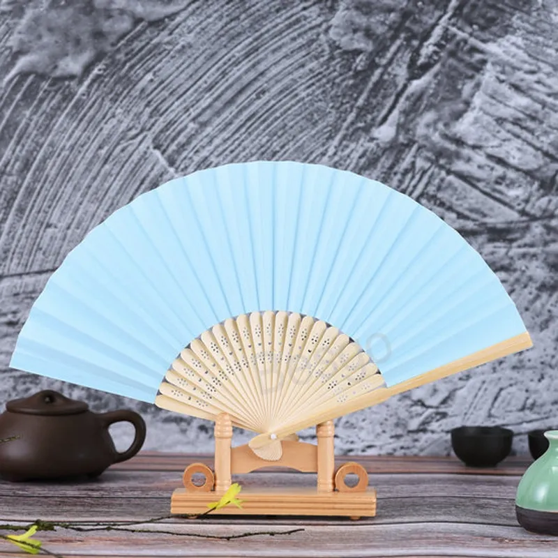 Chinese Fold Fans Bamboo Handheld Folds Fan Summer Ancient Costume Paper Fanning Home Desktop Decoration Sundries Customized Logo BH6200 TYJ