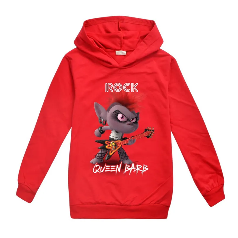 Troll rock drottning barb pojkar tröjor kläder baby hoodie barn tecknad hoodies gitarr halloween kostym tonåring flickor kläder lj205874861