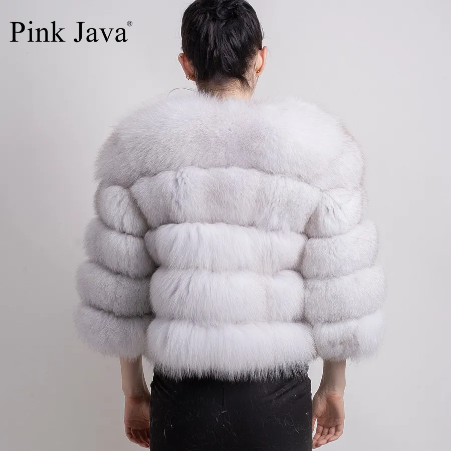 Pink Java 1801 Fur Coat Real Women Winter Winter Fur Fur Jacket Short Fur Coat Wholesale Higine Short Sleeve 201016