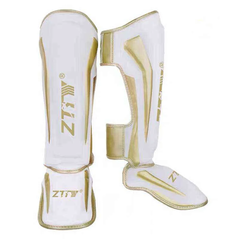 Ztty daha kalın boks shin korumaları pu deri koruma tozluk ekipmanı dövüş sanatları Muay Thai Thai bacak taekwondo ayak bileği koruyucular 211222