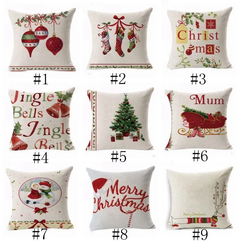 Kuddefodral täcker Chirstmas Santa Cushion Kuddväskor Invisibel blixtlås Kuddtäckning Hem SOFA KULDFALL XMAS DECORATIONS GIFT