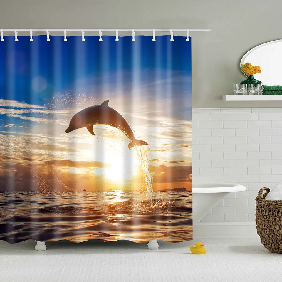 high quality adventures of Unicorn and Cat Printed Shower Curtains Bath Products Bathroom Decor with Hooks Waterproof T2006244740604