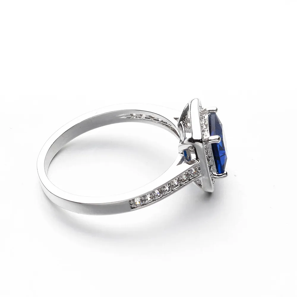 Engagement de mariage bleu cz cube ziron pierre platine platine anneau de mode fête des femmes 4952068