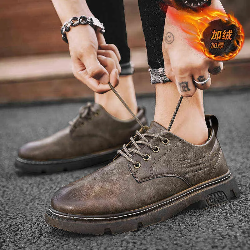 Dress Shoes Handmade Leather Men Fashion Tooling Business Work Classic Mens Winter Warm Boots Driving Size 39-44 220223