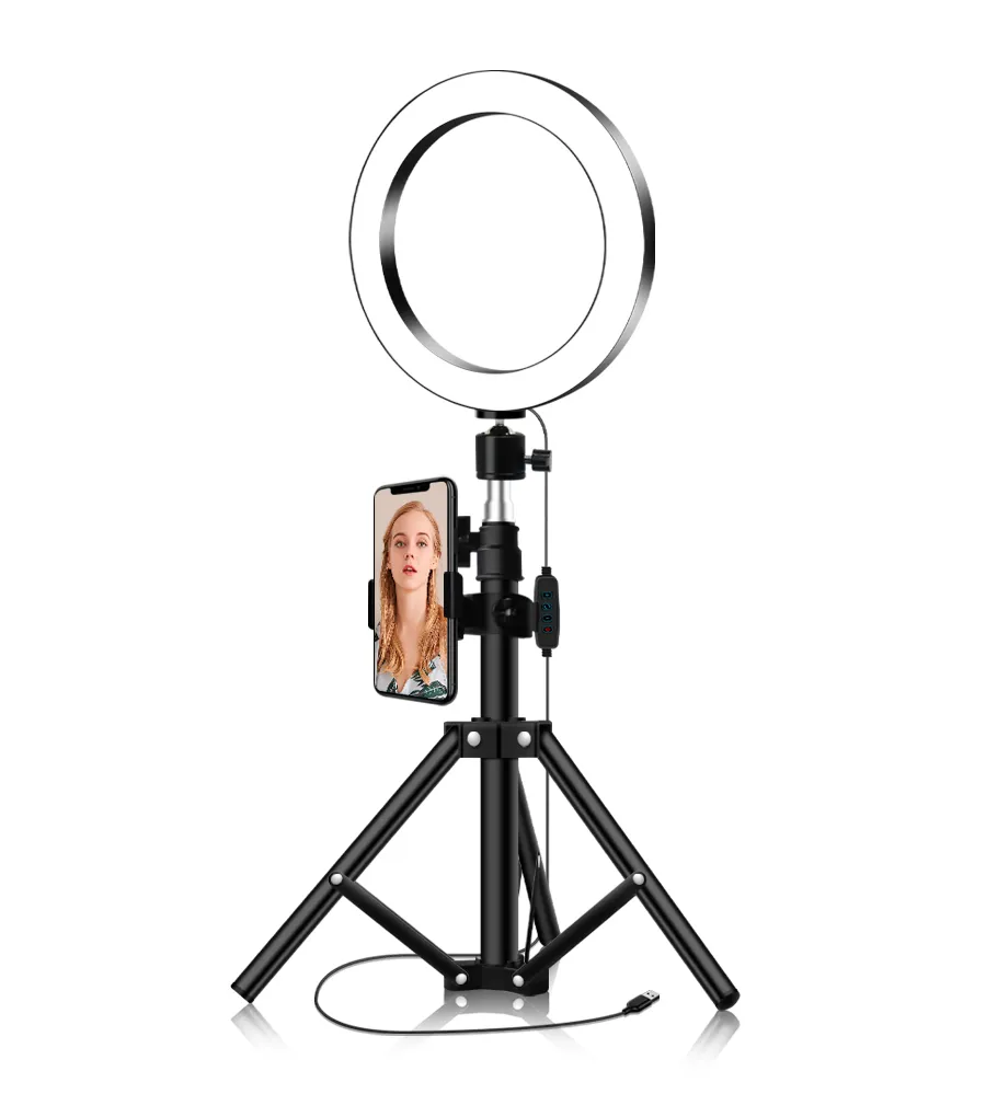 Doled Selfie-Ringlicht mit Stativ für Beauty-Beleuchtung von Make-up-Fotografie, Live-Stream, Youtube-Video, Online-Meeting