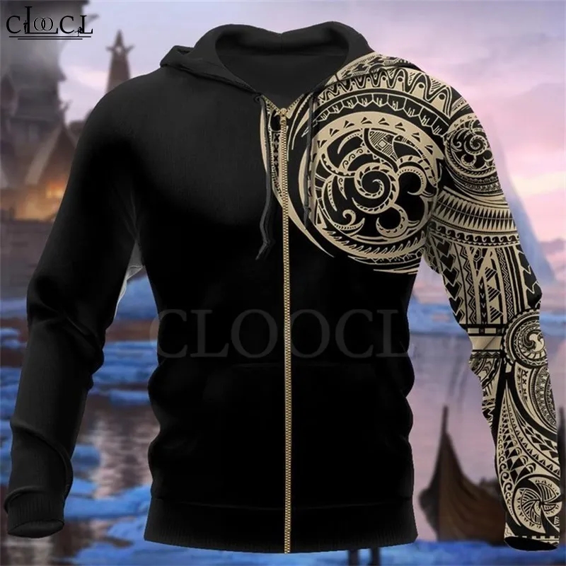 CLOOCL Viking Tatouage Polynésien Style 3D Imprimer Hommes Hoodies Harajuku Mode Sweat À Capuche Automne Vente Chaude Unisexe À Capuche C1117