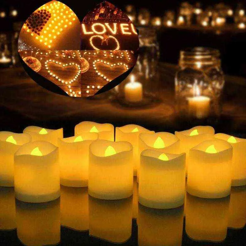 12 stücke Flammenlose LED Teelichter Kerzen Batterie Betrieben Teelicht Form Für Kerzen Romantische Weihnachten Party Dekoration Wohnkultur