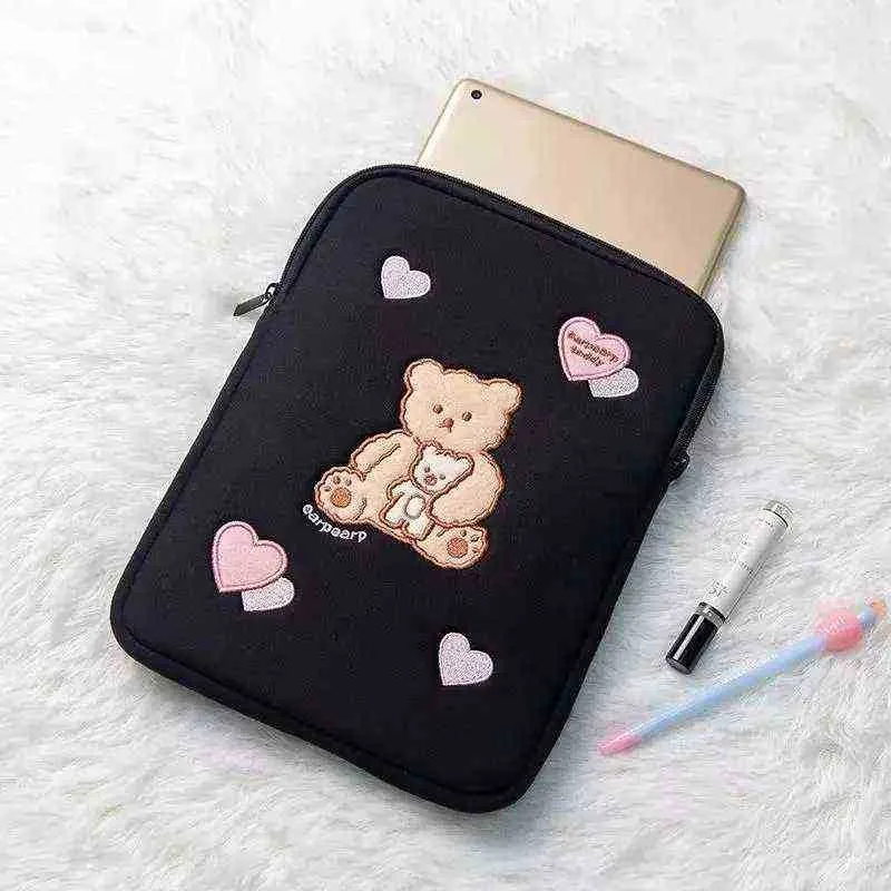 Kore çanta karikatür laptop tablet vaka için ayı sevimli mac ipad pro 9.7 10.5 11 13 inç dizüstü kol iç çanta 202211