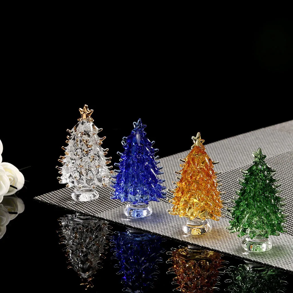 Crystal Glass Christmas Tree Festival Home Party الحلي الزخارف الزخرفية الزخرفية رقم 3 Y201020