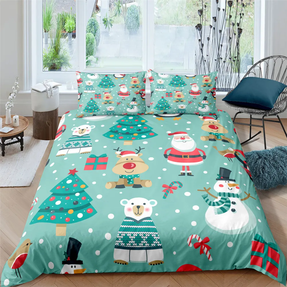 Ensemble de literie Homesky Christmas 9 Couleurs Styles Microfibre Couverture de couette Single Double Queen King Couper à couverture d'oreiller tai-oreiller