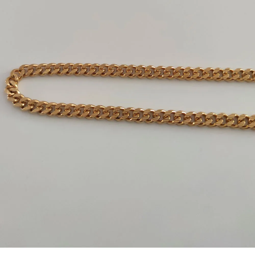 Classics 10k Fine Solid GOLD FINISH Stripe Cuban Curb Chain NECKLACE 24 Heavy Jewelry THICK345D