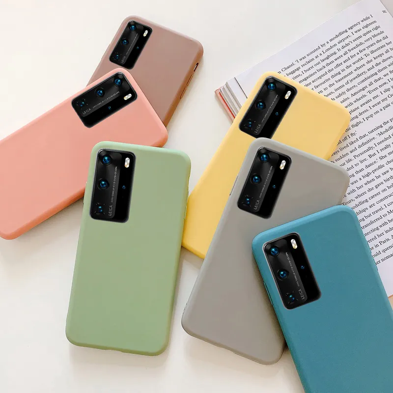 Cassa del telefono del silicone di colore della caramella Huawei P40 P30 P20 Pro Mate 20 Lite P Smart 2020 Plus 2019 Nova 6 SE 4 5 5i Pro Soft Cover