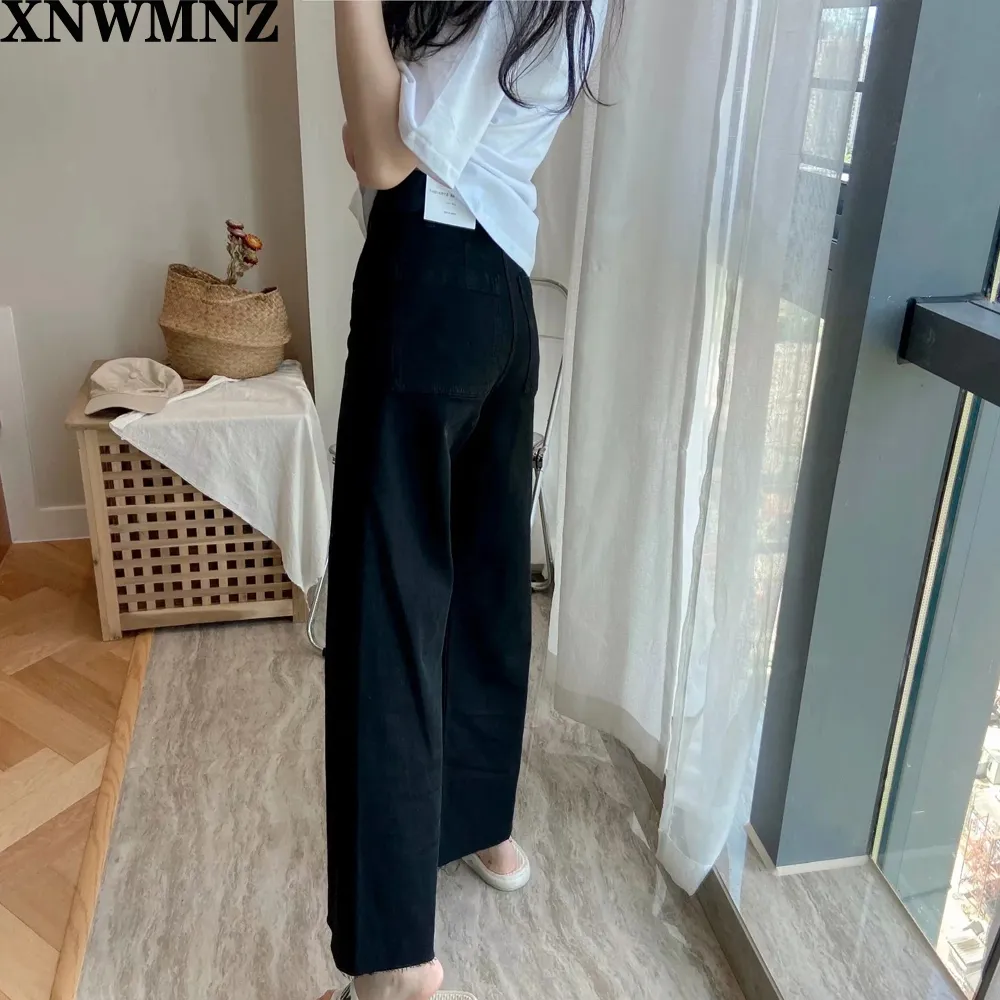 Za women black wide leg jeans high waist loose vintage denim pants fashion streetwear trousers spodnie damskie femme jeans LJ201029