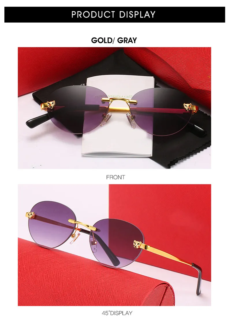 Särskilt glasögon Mens Solglasögon Kvinnor Designer Carti Glasses Oval Frame Composite Metal Sunshade Rimless Fashion Decorative Presc3050