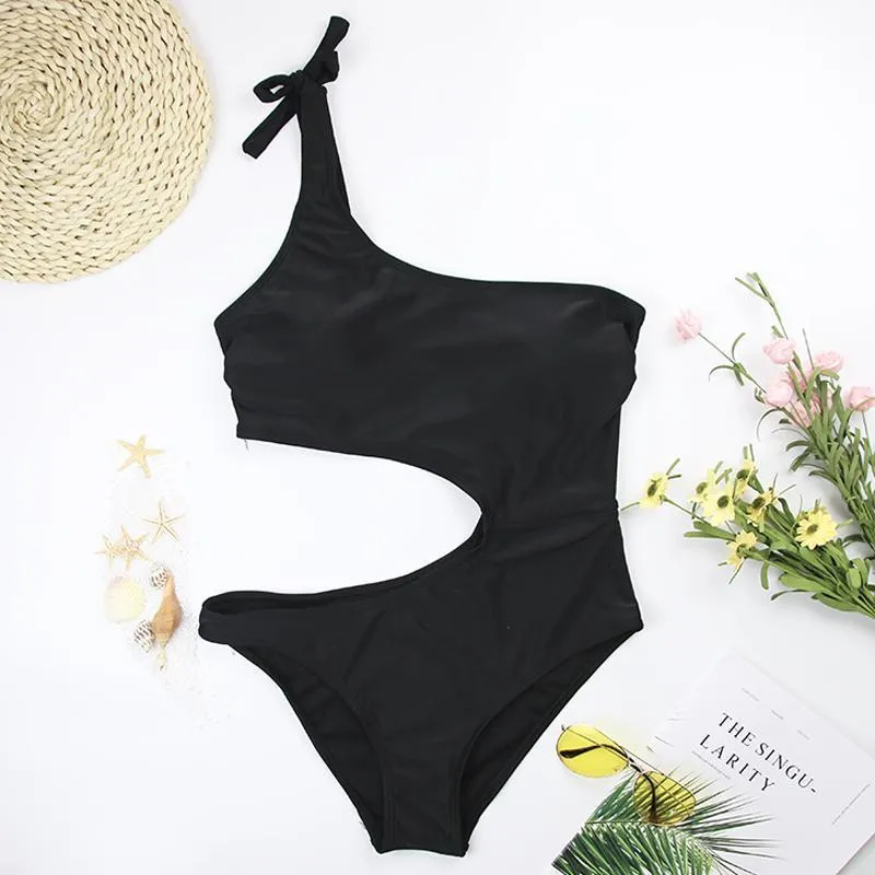 Misswim Sexy une épaule bikini 2020 noir maillot de bain femme grande taille maillots de bain femmes découpé costumes maillots de bain T200708